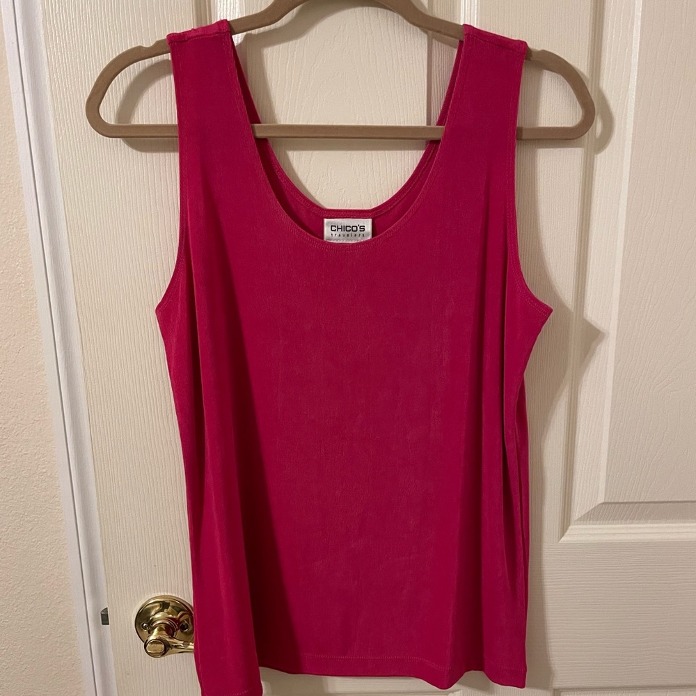 Chico’s Travelers tank top in hot pink. Size 2 (lg)